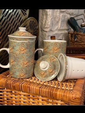 TWO NWOTS Cost Plus World Market Ceramic Tea infusing mugs